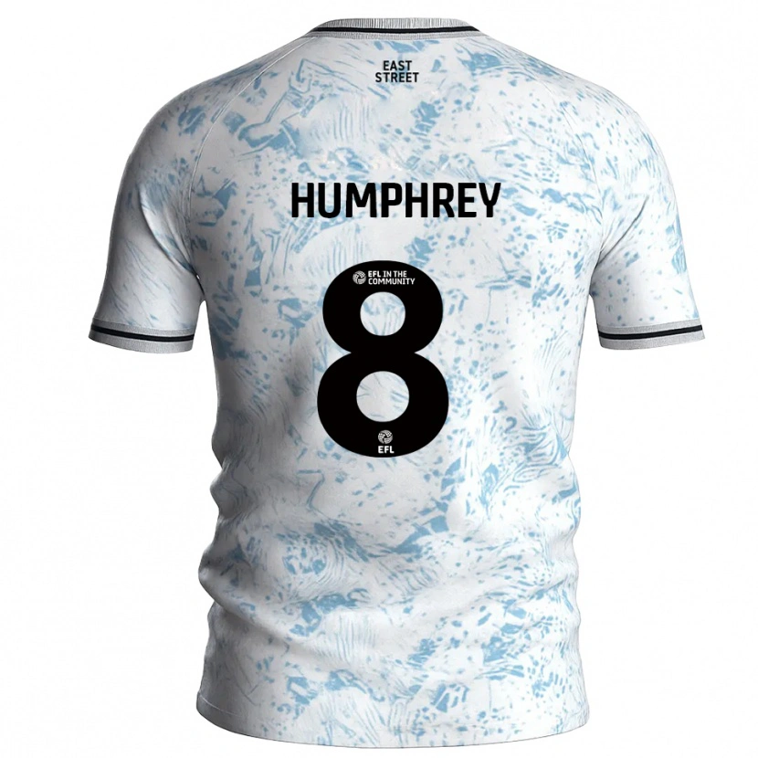 Danxen Niño Camiseta Carla Humphrey #8 Blanco Azul Celeste 2ª Equipación 2025/26 La Camisa México