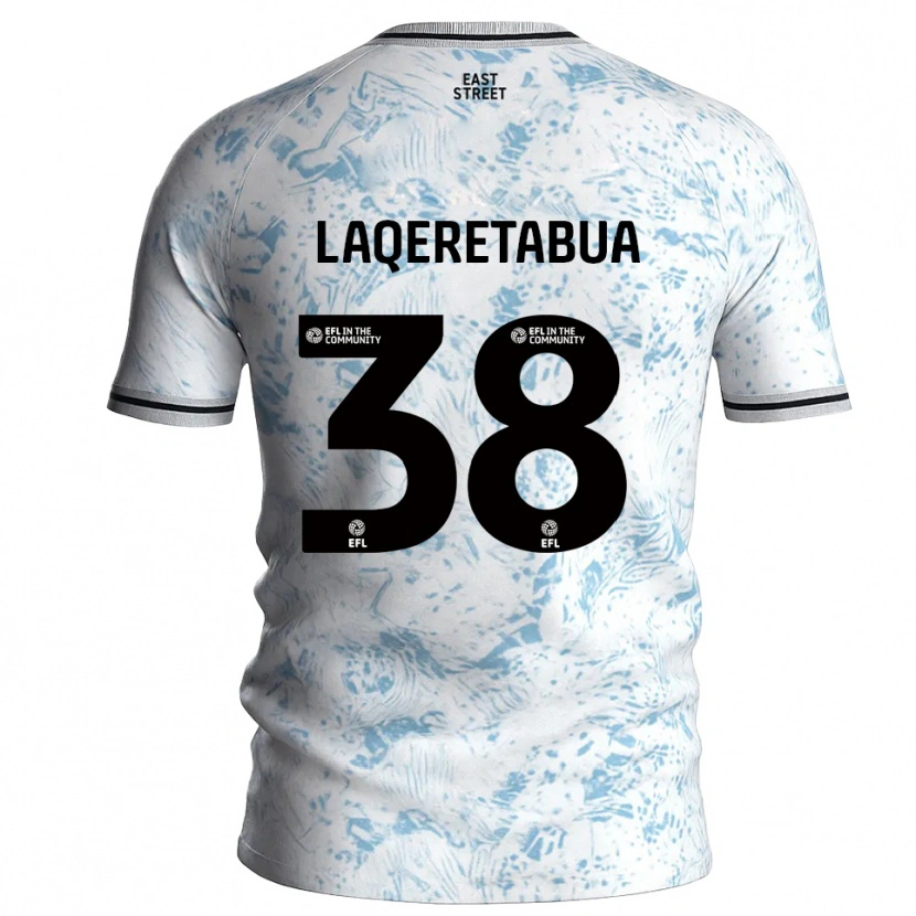 Danxen Niño Camiseta Josh Laqeretabua #38 Blanco Azul Celeste 2ª Equipación 2025/26 La Camisa México