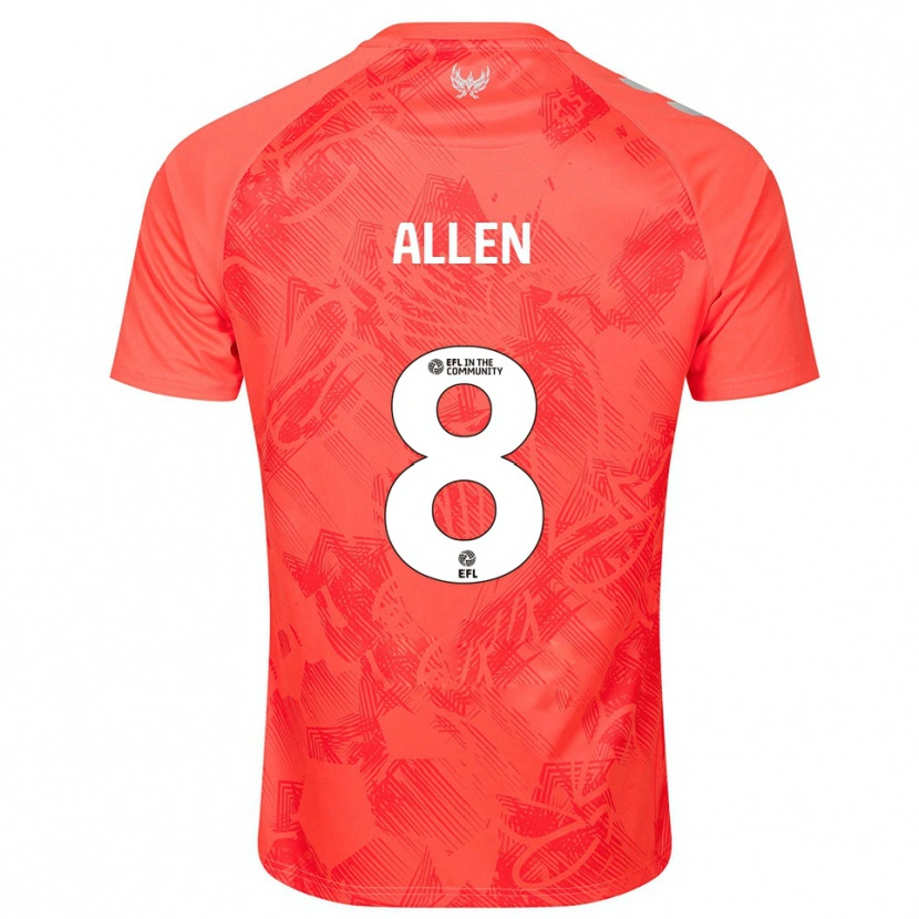 Danxen Niño Camiseta Jamie Allen #8 Naranja Blanco 2ª Equipación 2025/26 La Camisa México