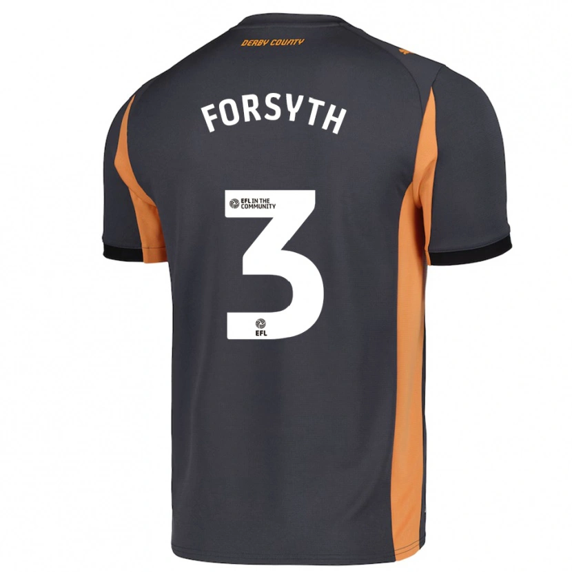 Danxen Niño Camiseta Craig Forsyth #3 Gris Naranja Negro 2ª Equipación 2025/26 La Camisa México