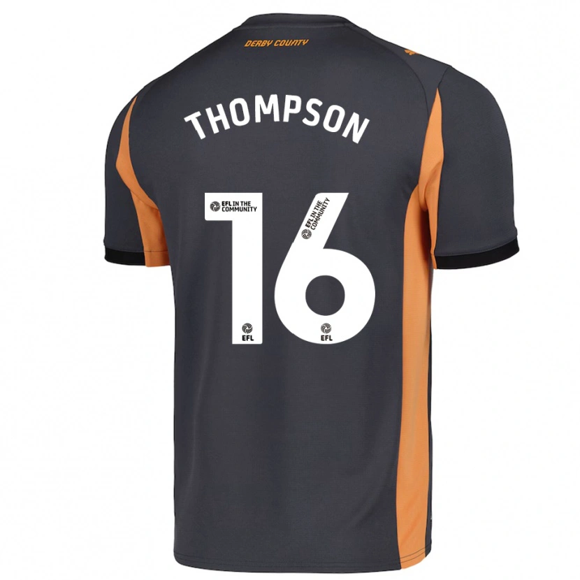 Danxen Niño Camiseta Liam Thompson #16 Gris Naranja Negro 2ª Equipación 2025/26 La Camisa México