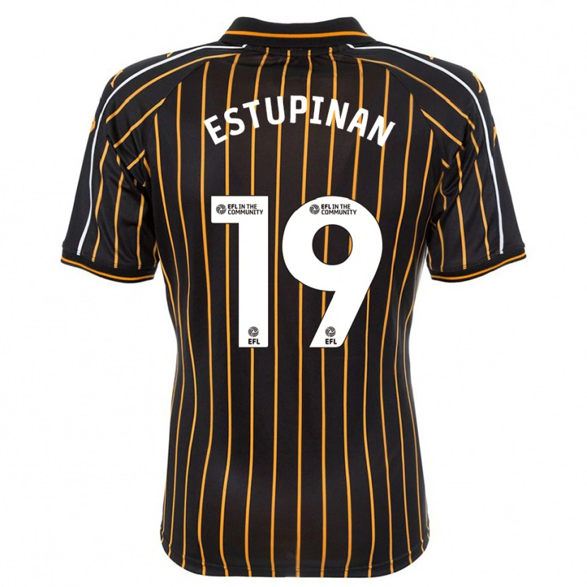 Danxen Niño Camiseta Óscar Estupiñán #19 Blanco Negro 2ª Equipación 2025/26 La Camisa México