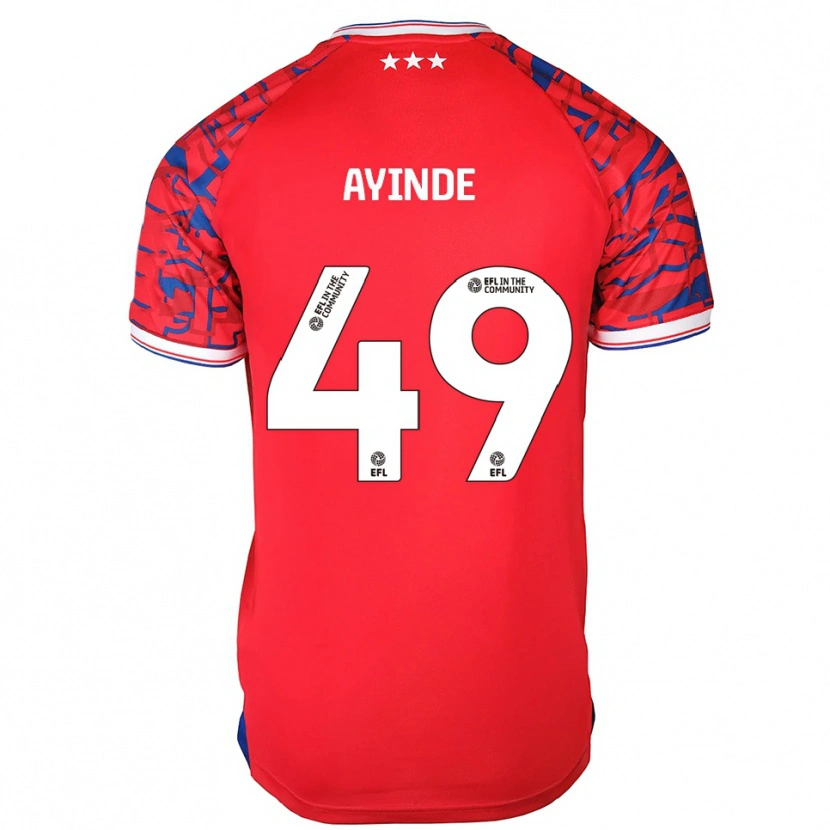 Danxen Niño Camiseta Leon Ayinde #49 Rojo Azul 2ª Equipación 2025/26 La Camisa México
