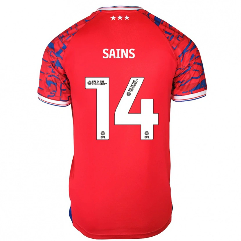 Danxen Niño Camiseta Bobby Sains #14 Rojo Azul 2ª Equipación 2025/26 La Camisa México