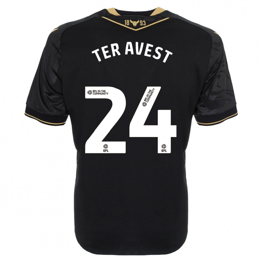 Danxen Niño Camiseta Hidde Ter Avest #24 Negro Oro 2ª Equipación 2025/26 La Camisa México