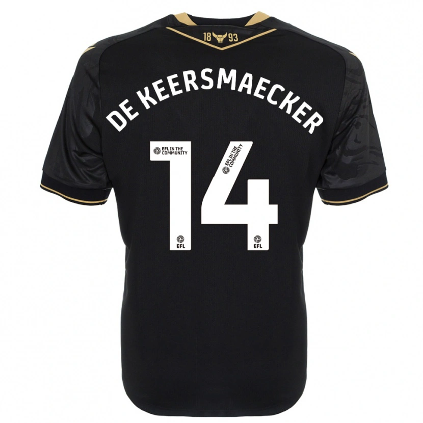 Danxen Niño Camiseta Brian De Keersmaecker #14 Negro Oro 2ª Equipación 2025/26 La Camisa México