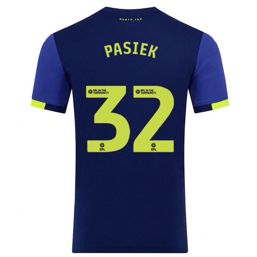 Danxen Niño Camiseta Kacper Pasiek #32 Azul Marino Amarillo 2ª Equipación 2025/26 La Camisa México