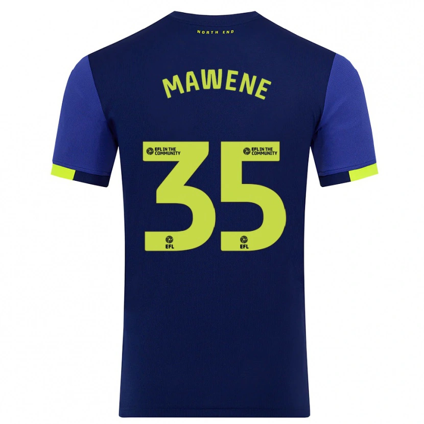 Danxen Niño Camiseta Noah Mawene #35 Azul Marino Amarillo 2ª Equipación 2025/26 La Camisa México