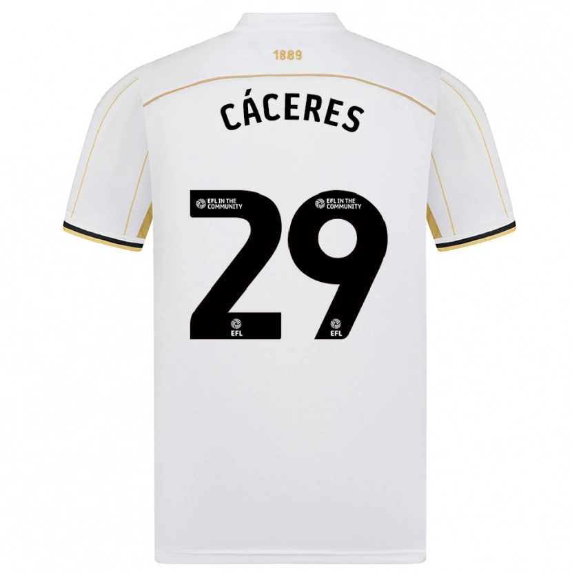 Danxen Niño Camiseta Jefferson Cáceres #29 Blanco Oro 2ª Equipación 2025/26 La Camisa México