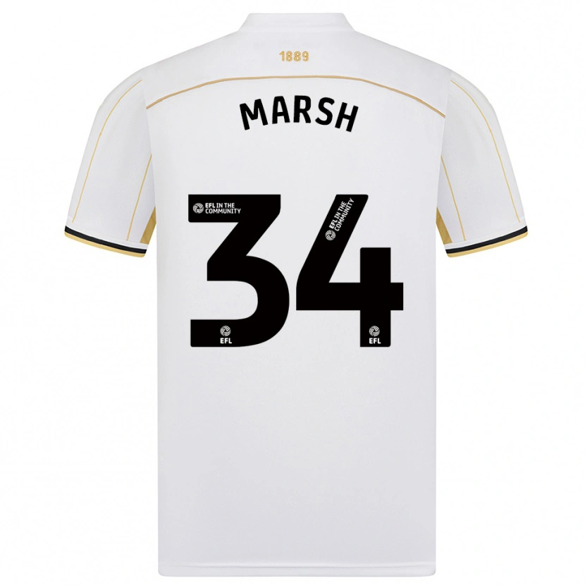 Danxen Niño Camiseta Louie Marsh #34 Blanco Oro 2ª Equipación 2025/26 La Camisa México
