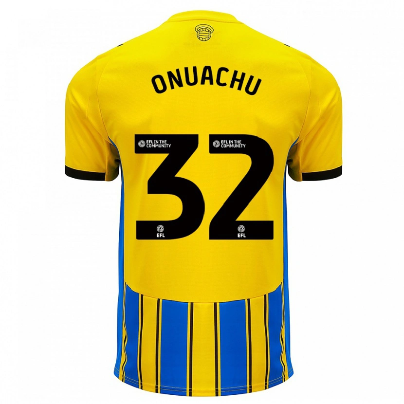 Danxen Niño Camiseta Paul Onuachu #32 Azul Amarillo 2ª Equipación 2025/26 La Camisa México