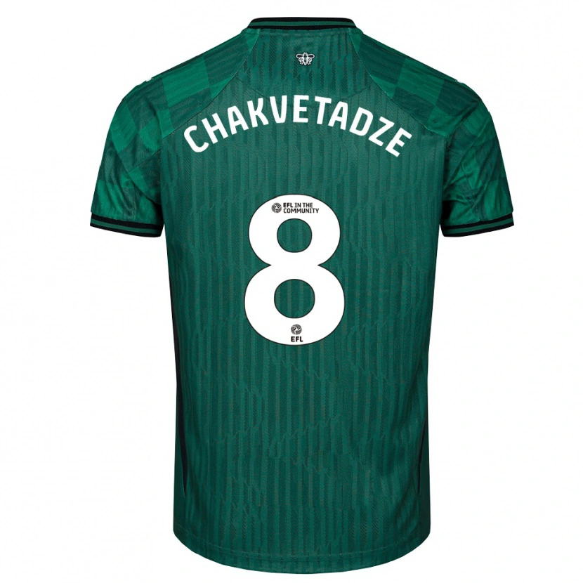 Danxen Niño Camiseta Giorgi Chakvetadze #8 Verde Negro 2ª Equipación 2025/26 La Camisa México