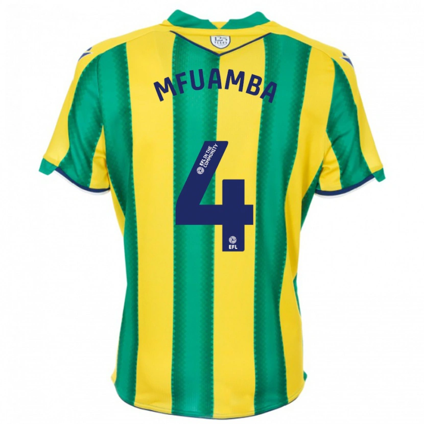 Danxen Niño Camiseta Kevin Mfuamba #4 Amarillo Verde 2ª Equipación 2025/26 La Camisa México