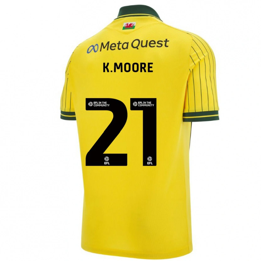 Danxen Niño Camiseta Kieffer Moore #21 Amarillo Verde 2ª Equipación 2025/26 La Camisa México