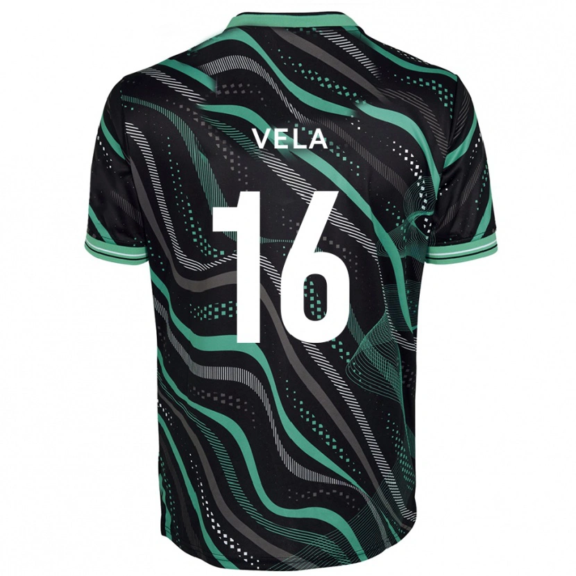 Danxen Niño Camiseta Josh Vela #16 Negro Verde 2ª Equipación 2025/26 La Camisa México