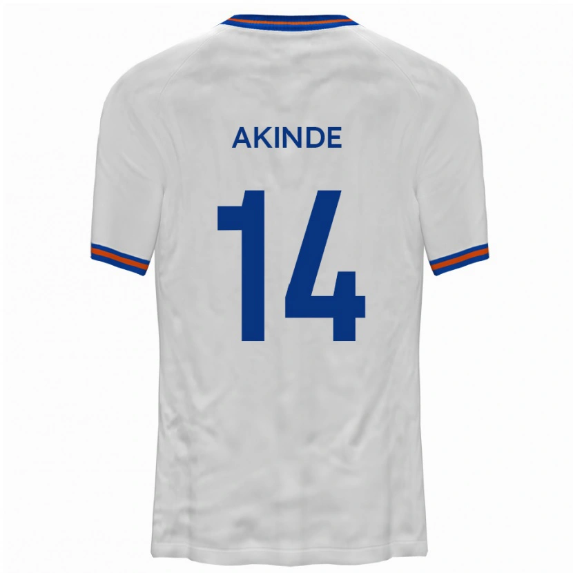 Danxen Niño Camiseta John Akinde #14 Blanco Azul 2ª Equipación 2025/26 La Camisa México