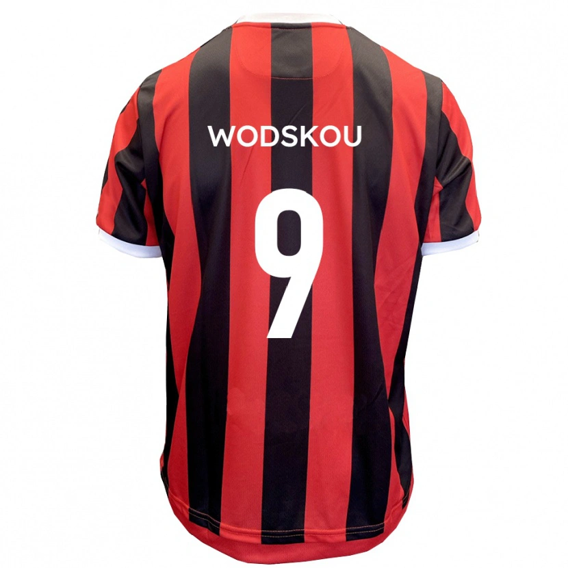 Danxen Niño Camiseta Ben Wodskou #9 Rojo Negro 2ª Equipación 2025/26 La Camisa México
