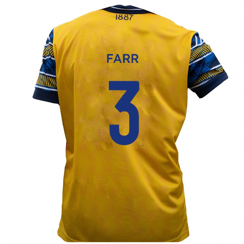 Danxen Niño Camiseta Jacob Farr #3 Amarillo Negro 2ª Equipación 2025/26 La Camisa México