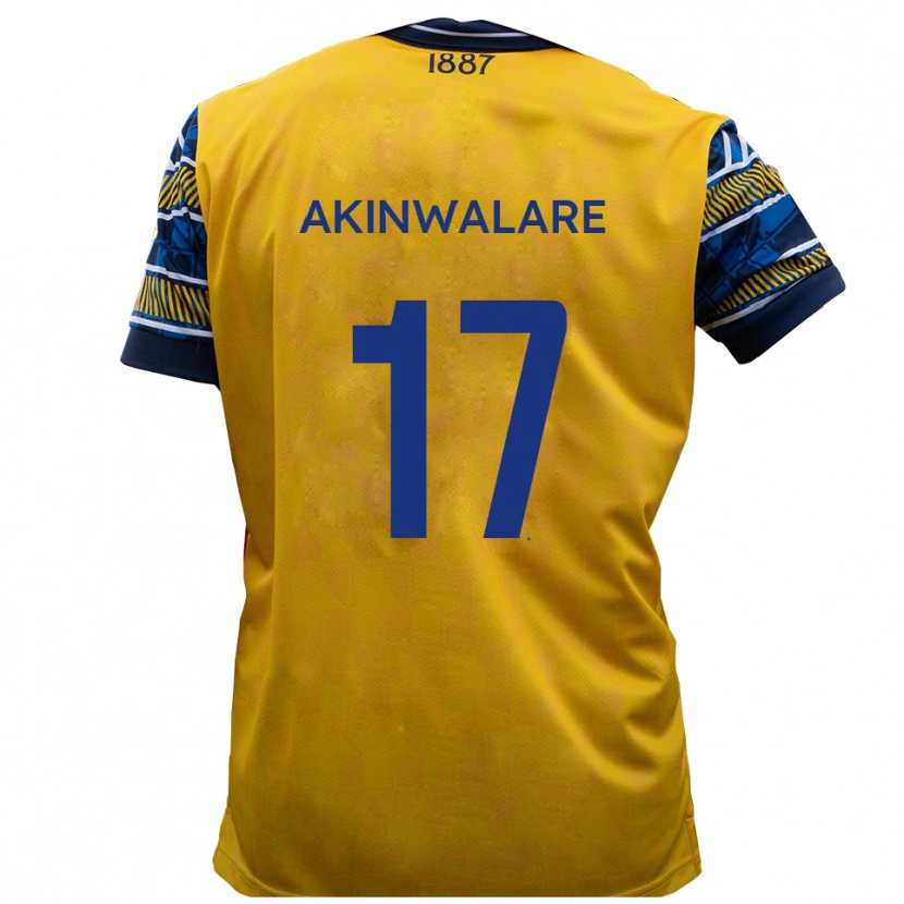 Danxen Niño Camiseta Seyi Akinwalare #17 Amarillo Negro 2ª Equipación 2025/26 La Camisa México