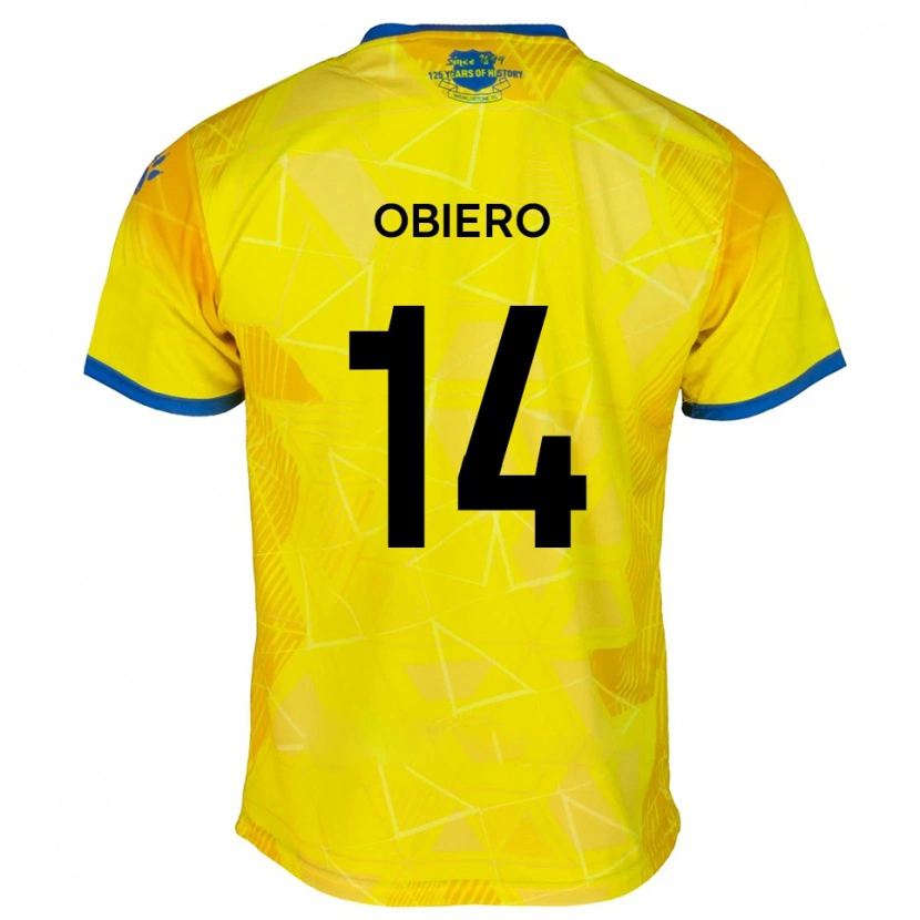 Danxen Niño Camiseta Micah Obiero #14 Amarillo Azul 2ª Equipación 2025/26 La Camisa México