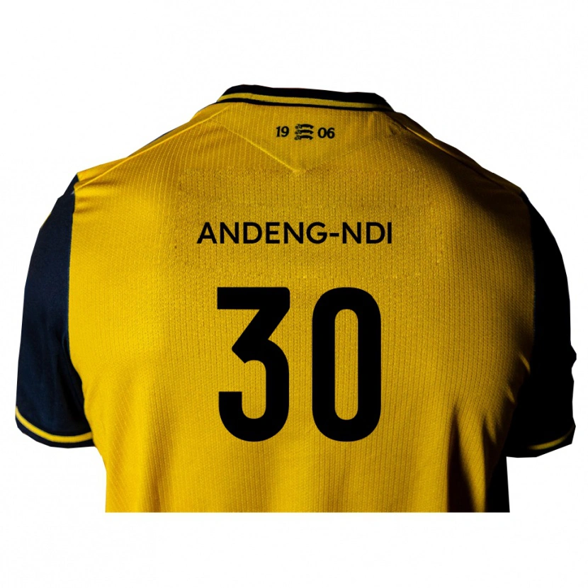 Danxen Niño Camiseta Collin Andeng-Ndi #30 Amarillo Negro 2ª Equipación 2025/26 La Camisa México