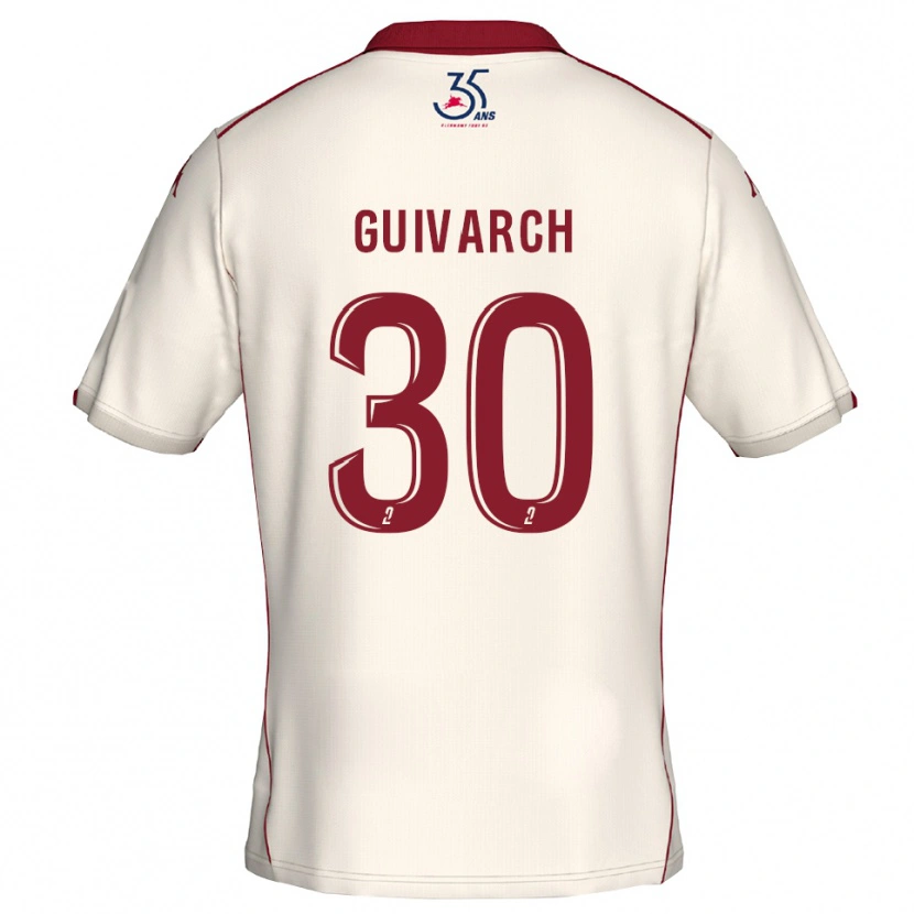 Danxen Niño Camiseta Théo Guivarch #30 Blanco Borgoña 2ª Equipación 2025/26 La Camisa México