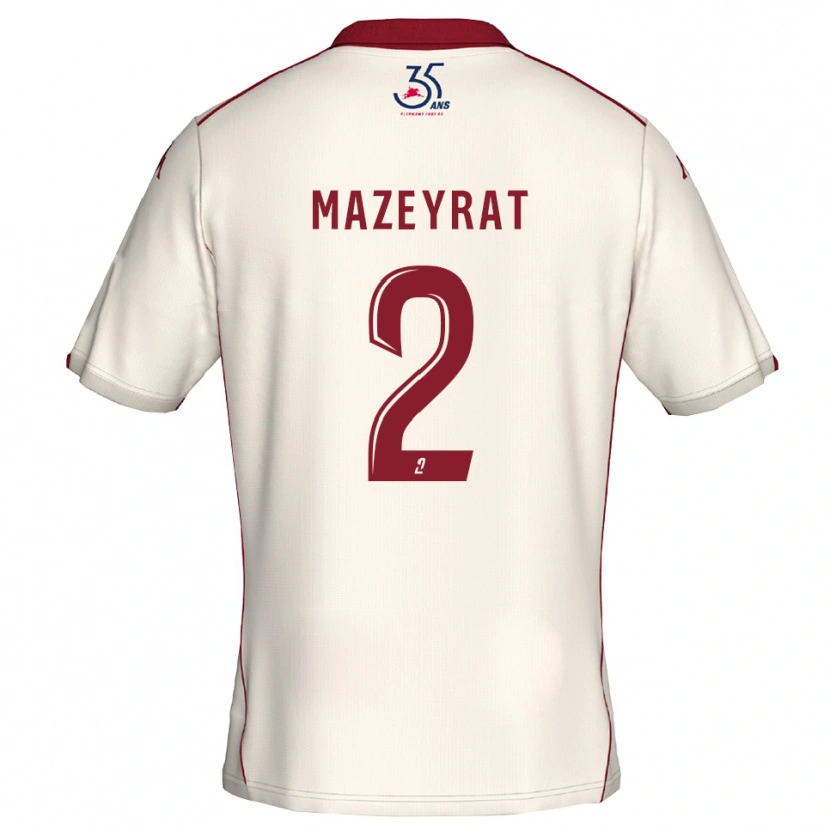 Danxen Niño Camiseta Gabin Mazeyrat #2 Blanco Borgoña 2ª Equipación 2025/26 La Camisa México