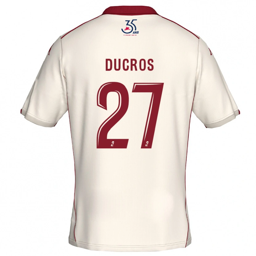 Danxen Niño Camiseta Estelle Ducros #27 Blanco Borgoña 2ª Equipación 2025/26 La Camisa México