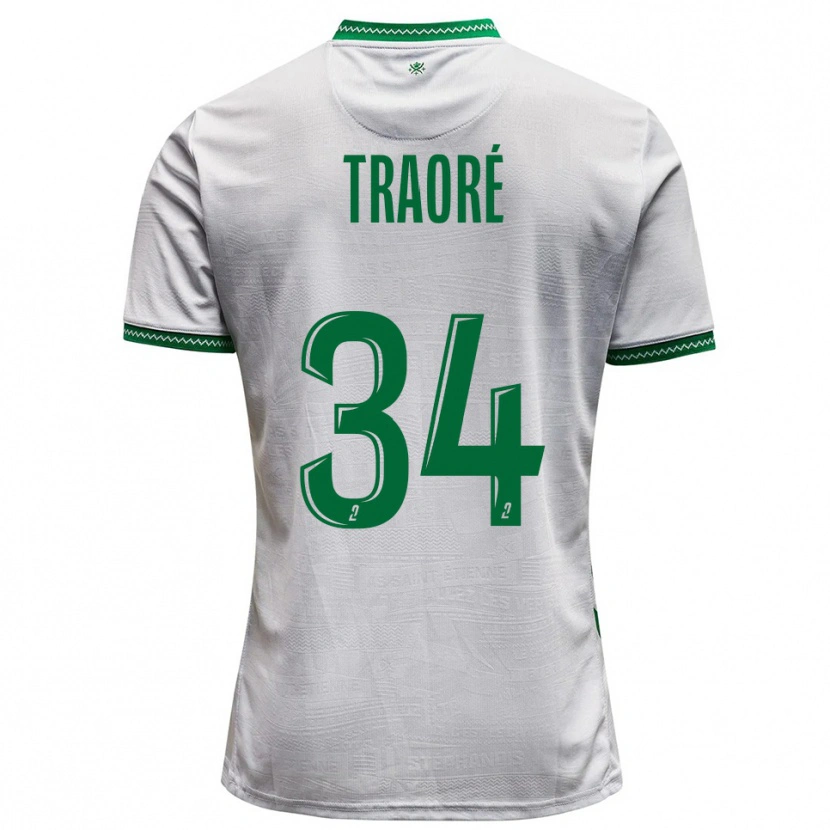 Danxen Niño Camiseta Lassana Traoré #34 Blanco Verde 2ª Equipación 2025/26 La Camisa México