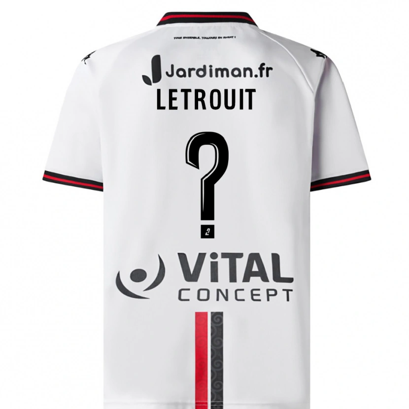 Danxen Niño Camiseta Evan Letrouit #0 Blanco Rojo 2ª Equipación 2025/26 La Camisa México