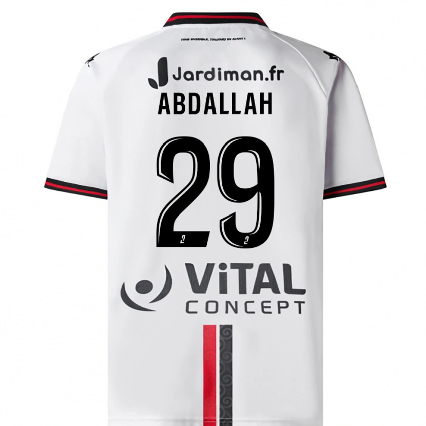 Danxen Niño Camiseta Akim Abdallah #29 Blanco Rojo 2ª Equipación 2025/26 La Camisa México