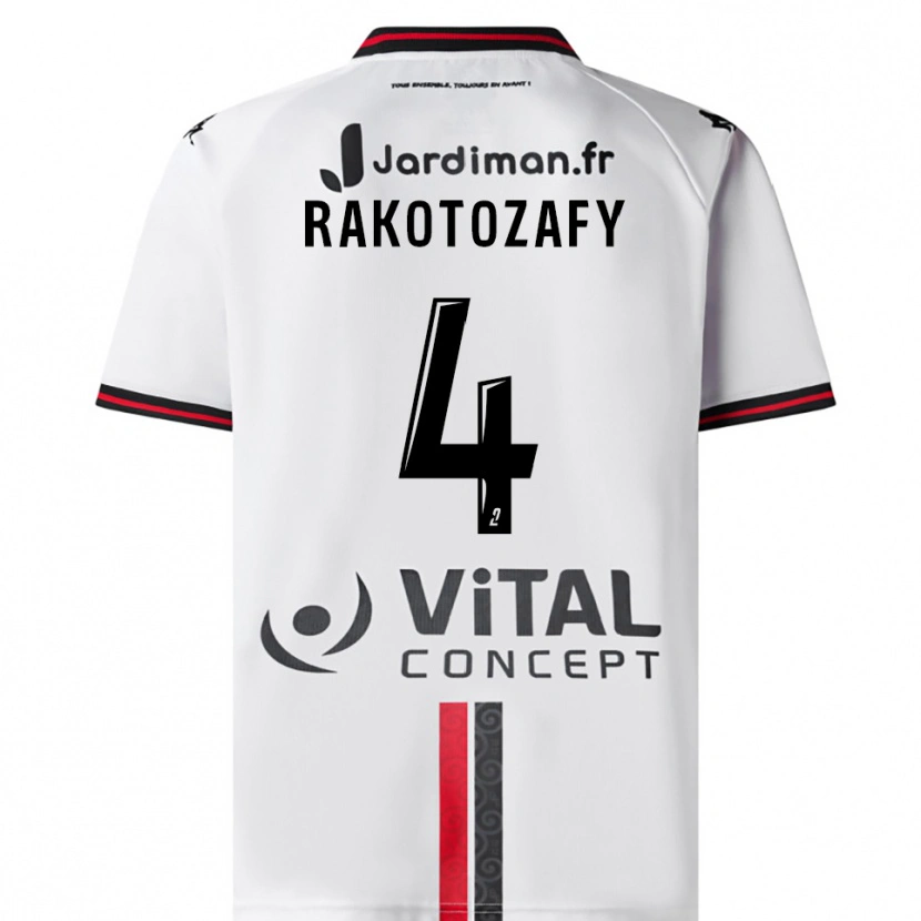 Danxen Niño Camiseta Lucas Rakotozafy #4 Blanco Rojo 2ª Equipación 2025/26 La Camisa México