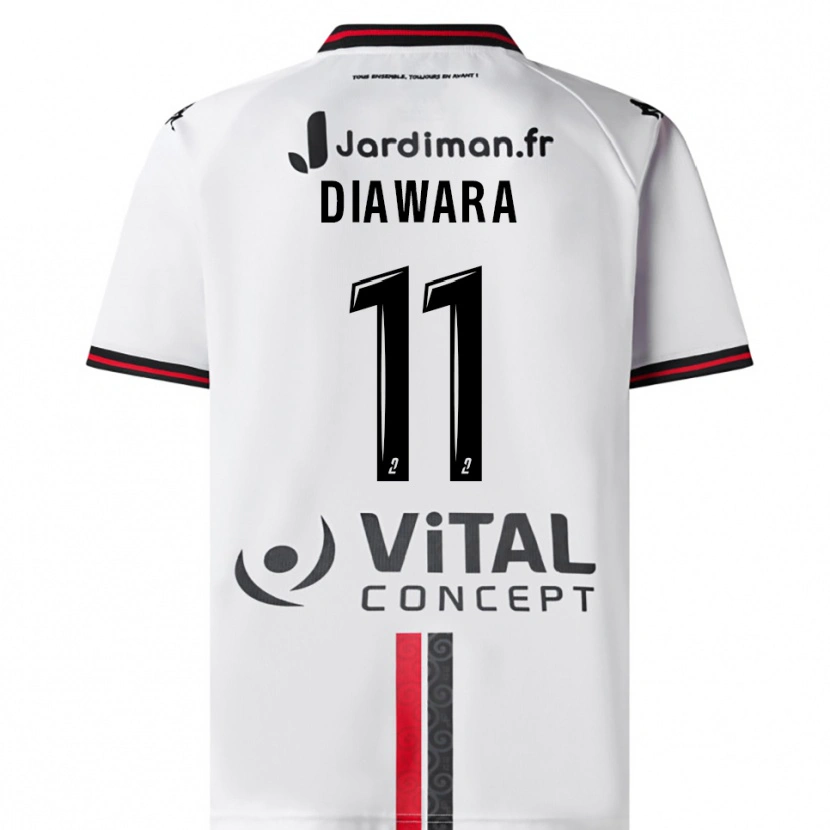 Danxen Niño Camiseta Mamadou Diawara #11 Blanco Rojo 2ª Equipación 2025/26 La Camisa México