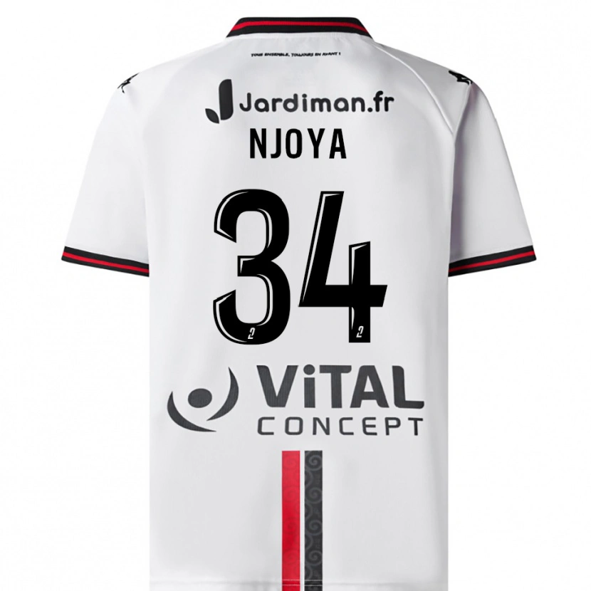 Danxen Niño Camiseta Youssef Njoya #34 Blanco Rojo 2ª Equipación 2025/26 La Camisa México
