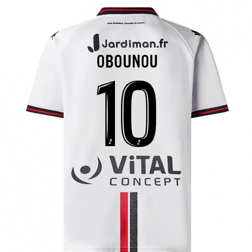 Danxen Niño Camiseta Élie Obounou #10 Blanco Rojo 2ª Equipación 2025/26 La Camisa México