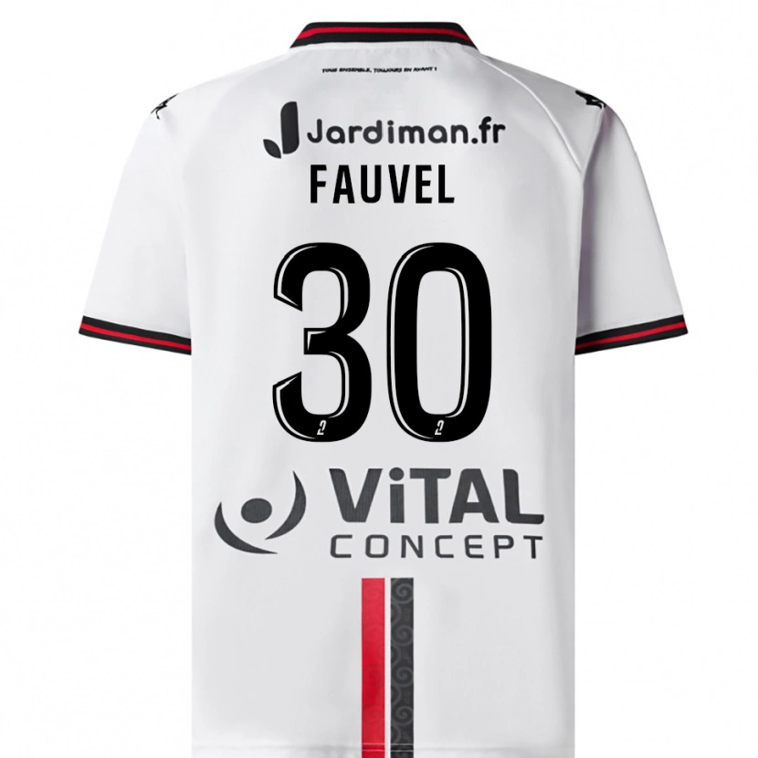 Danxen Niño Camiseta Agathe Fauvel #30 Blanco Rojo 2ª Equipación 2025/26 La Camisa México