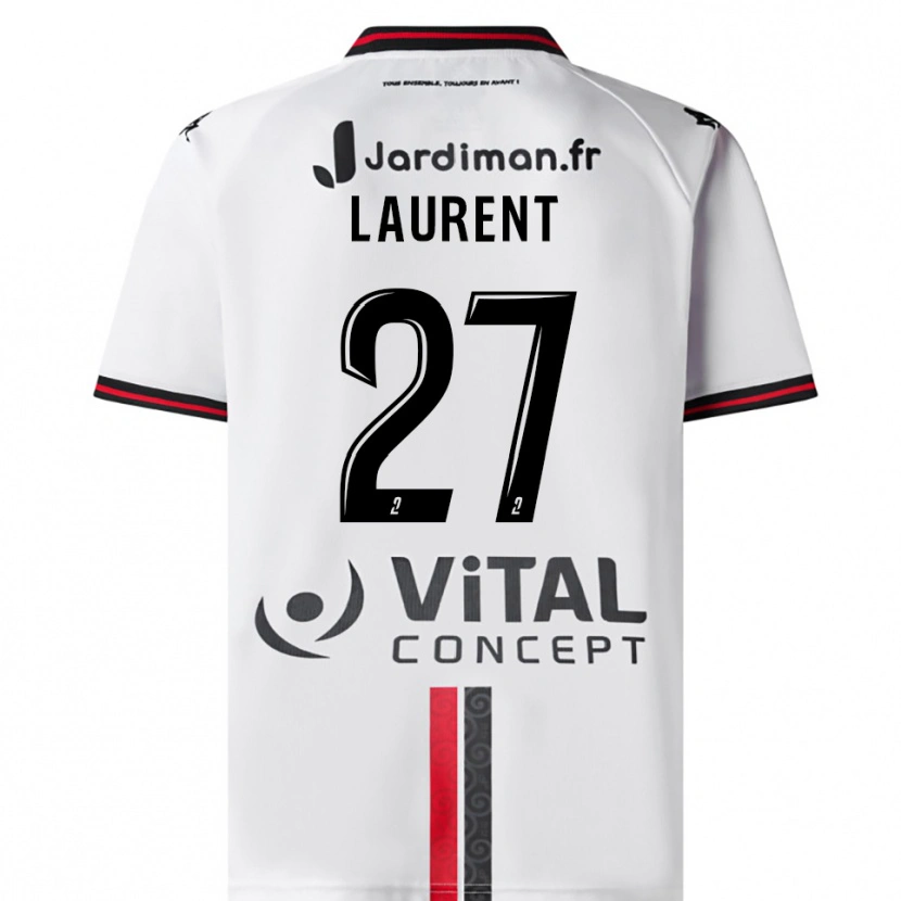 Danxen Niño Camiseta Emelyne Laurent #27 Blanco Rojo 2ª Equipación 2025/26 La Camisa México