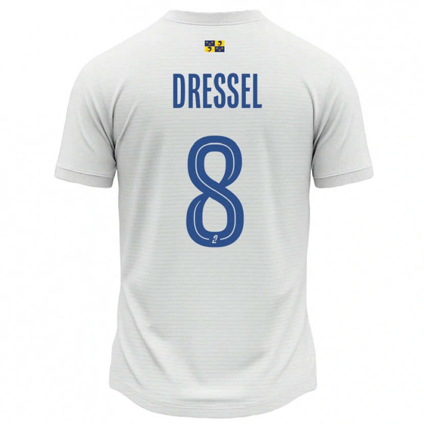 Danxen Niño Camiseta Charlie Dressel #8 Blanco Azul 2ª Equipación 2025/26 La Camisa México