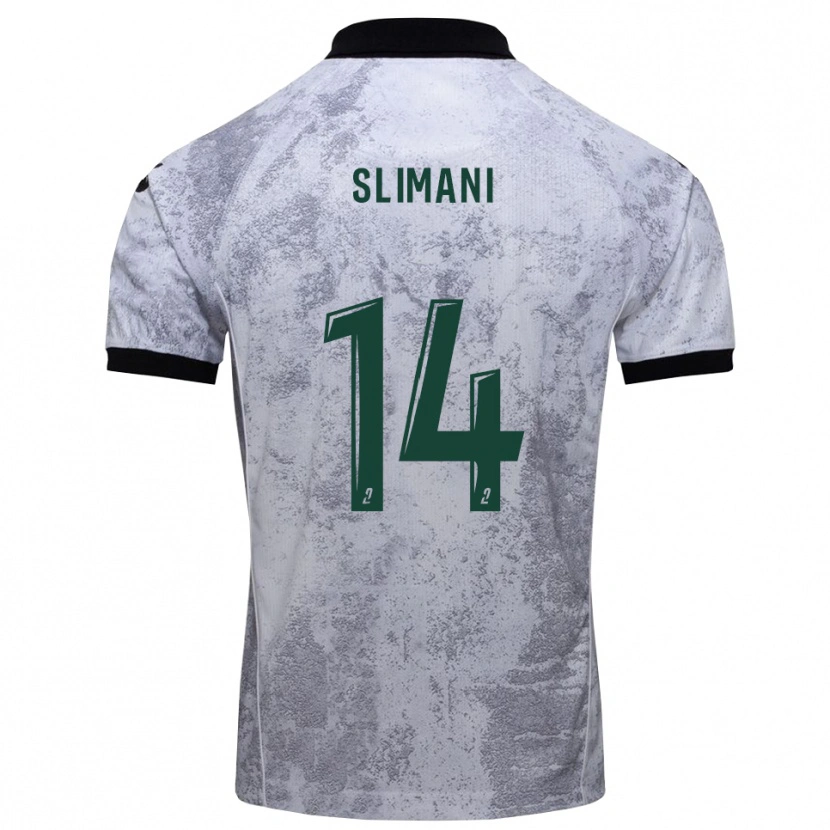 Danxen Niño Camiseta Rayan Slimani #14 Blanco Negro 2ª Equipación 2025/26 La Camisa México