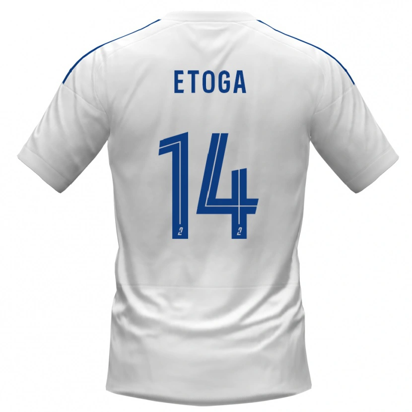 Danxen Niño Camiseta Loïc Etoga #14 Blanco Azul 2ª Equipación 2025/26 La Camisa México