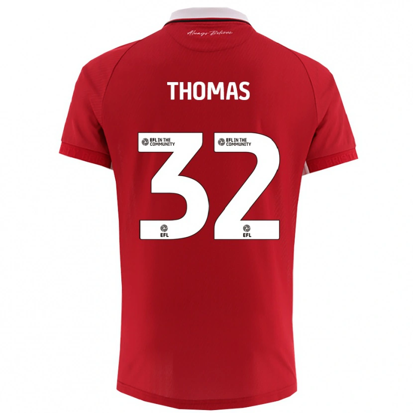 Danxen Hombre Camiseta Lewis Thomas #32 Rojo Blanco 1ª Equipación 2025/26 La Camisa México