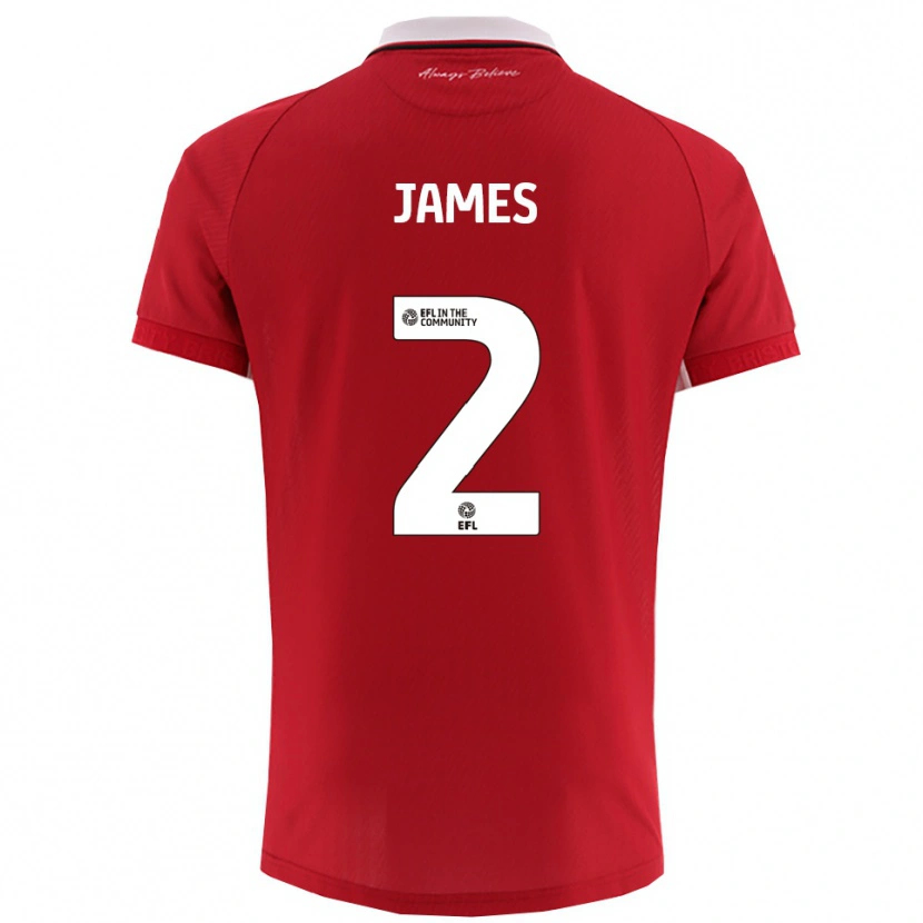 Danxen Hombre Camiseta Joseph James #2 Rojo Blanco 1ª Equipación 2025/26 La Camisa México