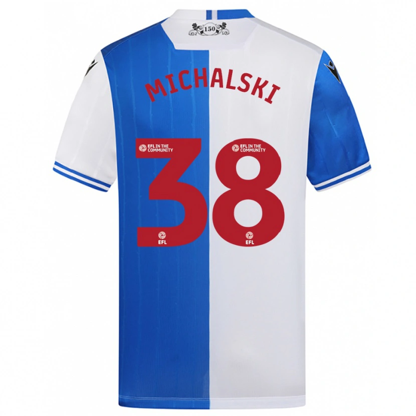 Danxen Hombre Camiseta Nicholas Michalski #38 Azul Blanco 1ª Equipación 2025/26 La Camisa México