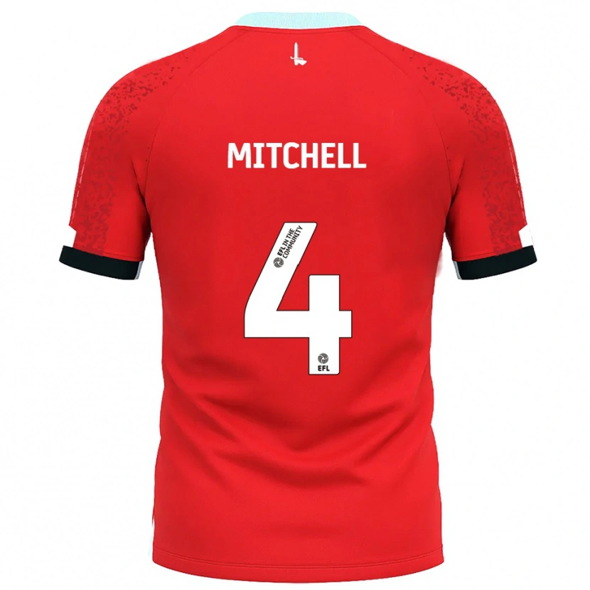 Danxen Hombre Camiseta Alex Mitchell #4 Rojo Blanco 1ª Equipación 2025/26 La Camisa México