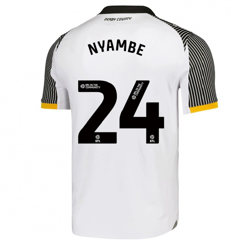 Danxen Hombre Camiseta Ryan Nyambe #24 Blanco Negro 1ª Equipación 2025/26 La Camisa México