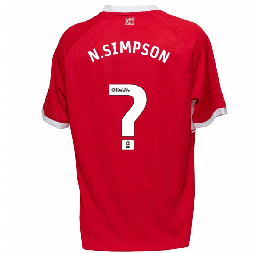 Danxen Hombre Camiseta Nathan Simpson #0 Rojo Blanco 1ª Equipación 2025/26 La Camisa México