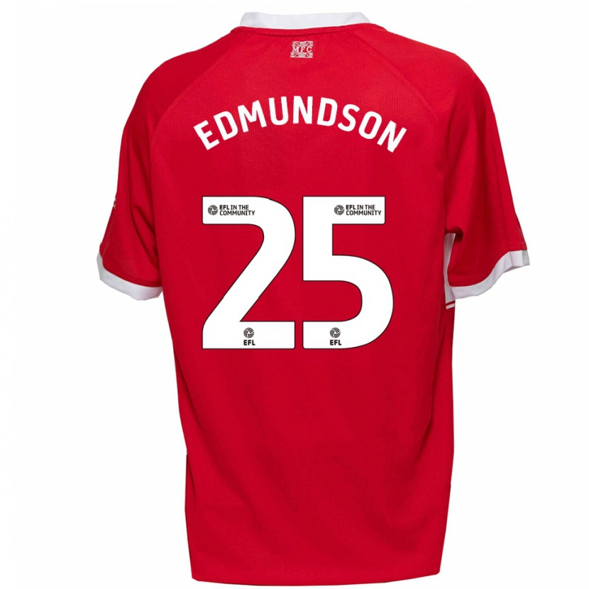 Danxen Hombre Camiseta George Edmundson #25 Rojo Blanco 1ª Equipación 2025/26 La Camisa México