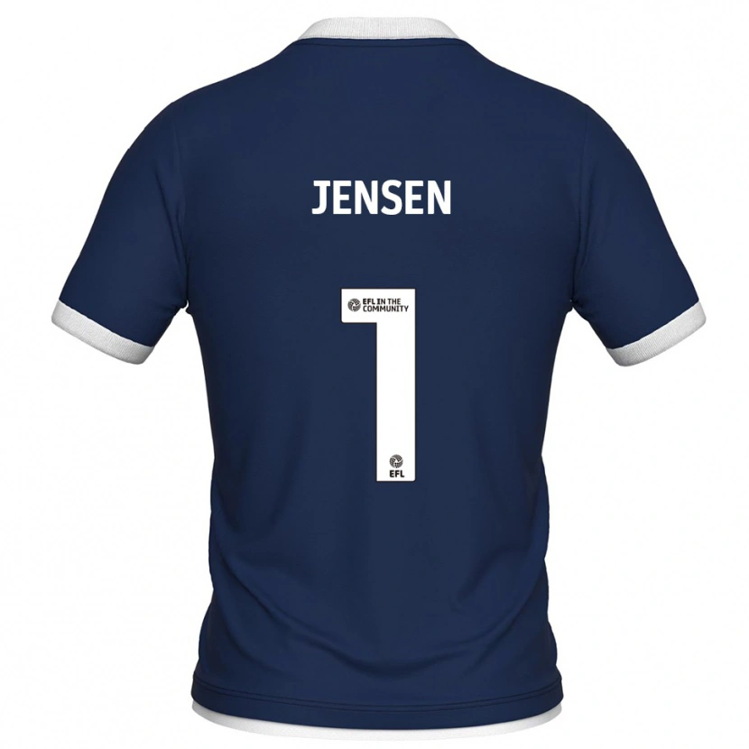 Danxen Hombre Camiseta Lukas Jensen #1 Azul Marino Blanco 1ª Equipación 2025/26 La Camisa México