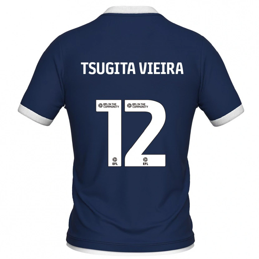 Danxen Hombre Camiseta Sacha Tsugita Vieira #12 Azul Marino Blanco 1ª Equipación 2025/26 La Camisa México
