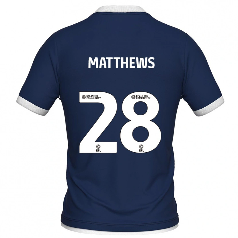 Danxen Hombre Camiseta Ajay Matthews #28 Azul Marino Blanco 1ª Equipación 2025/26 La Camisa México